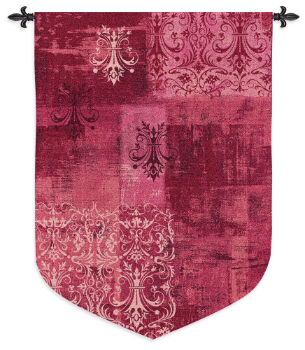 Abstract Damask Wine | Woven Tapestry Wall Art Hanging | Chandelier Silhouettes on Ornate Pattern | 100% Cotton USA Size 63x43 Wall Tapestry