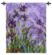 Irises by Claude Monet | Woven Tapestry Wall Art Hanging | Classic Impressionist Purple Irises Masterpiece | 100% Cotton USA Size 44x38 Wall Tapestry