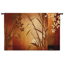 Flaxen Silhouette by Edward Aparicio | Woven Tapestry Wall Art Hanging | Asian Warm Tones Ensemble | 100% Cotton USA Size 53x36 Wall Tapestry