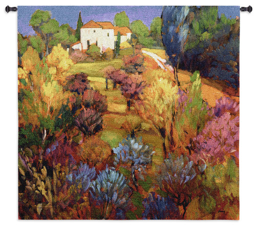 Spring Orchard by Philip Craig | Woven Tapestry Wall Art Hanging | Vibrant Hillside Landscape with House | 100% Cotton USA Size 53x49 Wall Tapestry