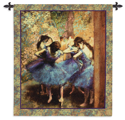Dancers in Blue by Edgar Degas | Woven Tapestry Wall Art Hanging | Pastel Ballet Dancers Impressionist Artwork | 100% Cotton USA Size 53x45 Wall Tapestry