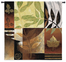 Nature's Elements by Keith Mallett | Woven Tapestry Wall Art Hanging | Abstract Leaf Panel Collage | 100% Cotton USA Size 53x53 Wall Tapestry