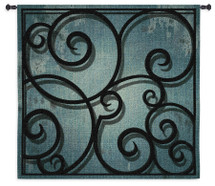 Distressed Iron | Woven Tapestry Wall Art Hanging | Black Wrought Metal Iron Filigree Pattern | 100% Cotton USA Size 44x44 Wall Tapestry