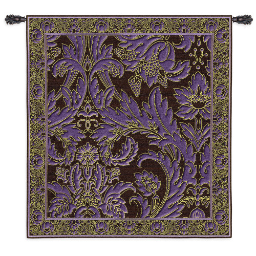 Grapes and Chocolate | Woven Tapestry Wall Art Hanging | Vibrant Contrasting Contemporary Floral Pattern | 100% Cotton USA Size 53x50 Wall Tapestry