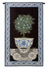 Ivy Topiary II by Linda Spivey | Woven Tapestry Wall Art Hanging | Patterned Blue and White Floral Vase Centerpiece | 100% Cotton USA Size 43x26 Wall Tapestry