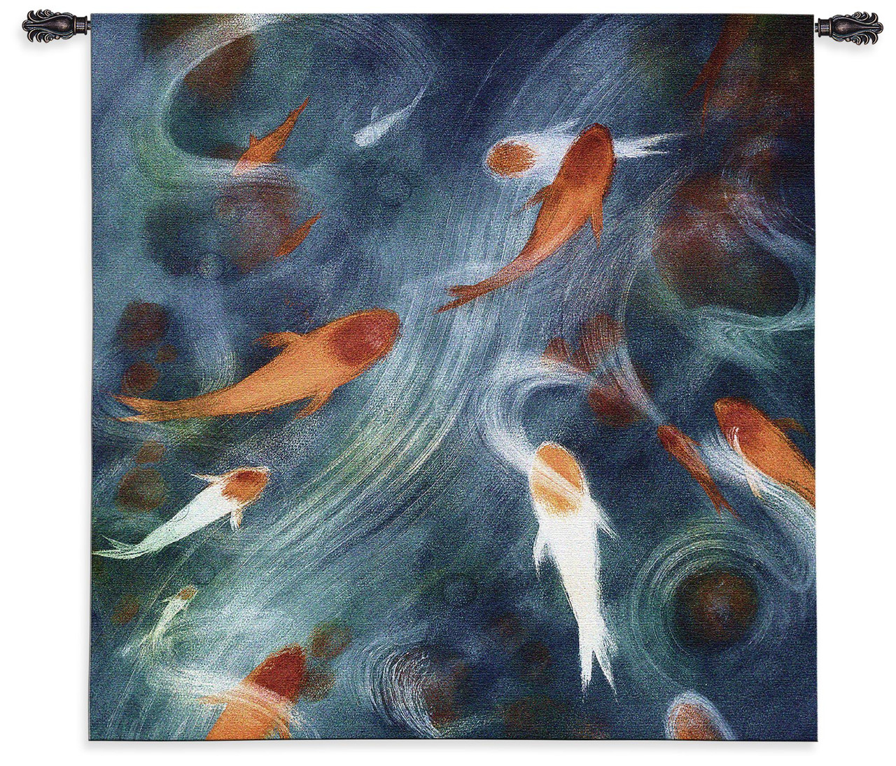 Koi Pool by Shanti Marie, Woven Tapestry Wall Art Hanging, Serene  Impressionist Koi Fish Swimming