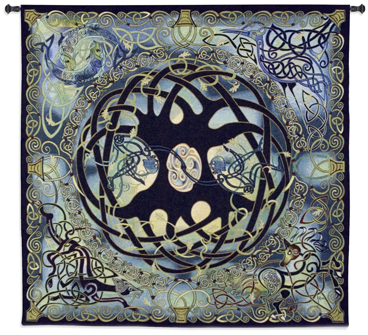 Celtic Tree of Life by Jan Delyth Woven Tapestry Wall Art Hanging  Spiritual Celtic Pattern 100% Cotton USA Size 52x51