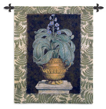 Tropical Urn I | Woven Tapestry Wall Art Hanging | Terracotta Urn Still Life on Stone Column | 100% Cotton USA Size 53x42 Wall Tapestry