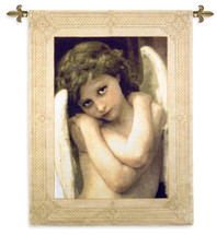 Cupidon Head by William-Adolphe Bougeureau | Woven Tapestry Wall Art Hanging |  Angelic Mythological Cupid Figure | 100% Cotton USA Size 53x40 Wall Tapestry