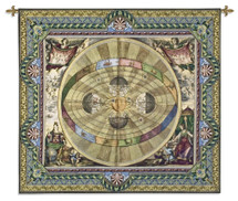 Copernican System | Woven Tapestry Wall Art Hanging | Vintage Celestial Solar System Diagram with Astrological Imagery | 100% Cotton USA Size 57x52 Wall Tapestry