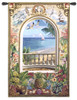 Wish You Were Here | Woven Tapestry Wall Art Hanging | Ocean Shore Balcony with Lush Tropical Imagery | 100% Cotton USA Size 59x40 Wall Tapestry