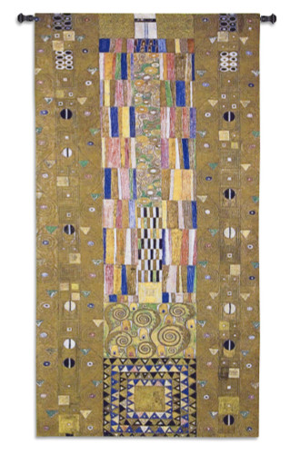 Stoclet Frieze Knight by Gustav Klimt - Stoclet Frieze Series | Woven Tapestry Wall Art Hanging | Geometric Shapes Lush Color Palette Masterpiece | 100% Cotton USA Size 52x28 Wall Tapestry