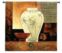 Dynasty I by Keith Mallett | Woven Tapestry Wall Art Hanging | Contemporary Eastern Decorative Vase Still Life | 100% Cotton USA Size 44x42 Wall Tapestry