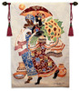 Sunflowers and Umbrella by Keith Mallett | Woven Tapestry Wall Art Hanging | Classy African Women Strolling in Elaborate Fashion | 100% Cotton USA Size 52x37 Wall Tapestry
