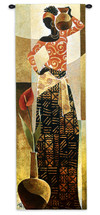 Bahiya by Keith Mallett | Woven Tapestry Wall Art Hanging | Statuesque Woman With Pots African Style | 100% Cotton USA Size 73x26 Wall Tapestry
