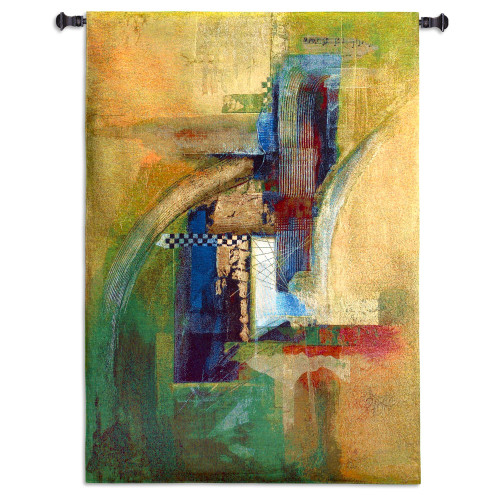 Conjugal Love by Asha Menghrajani | Woven Tapestry Wall Art Hanging | Broad Brush Colorful Abstract Artwork | 100% Cotton USA Size 52x37 Wall Tapestry