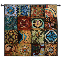 Arabian Nights I | Woven Tapestry Wall Art Hanging | Colorful Middle East Patchwork Tile Geometry | 100% Cotton USA Size 52x51 Wall Tapestry