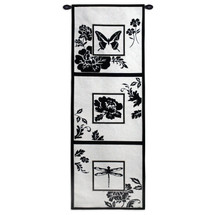 Silhouette Study | Woven Tapestry Wall Art Hanging | Stark Black and White Nature Panels | 100% Cotton USA Size 50x18 Wall Tapestry
