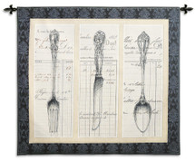 Utensil Document | Woven Tapestry Wall Art Hanging | Classic Kitchen Decor with Vintage Ledgers | 100% Cotton USA Size 58x52 Wall Tapestry