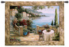 Mediterranean Terrace II by Vivian Flasch | Woven Tapestry Wall Art Hanging | Italian Villa Seaside Coastal Theme | 100% Cotton USA Size 54x41 Wall Tapestry