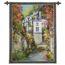Regency House by Roger Duvall | Woven Tapestry Wall Art Hanging | Pathway to Stately French Residence in Lucerne | 100% Cotton USA Size 52x39 Wall Tapestry