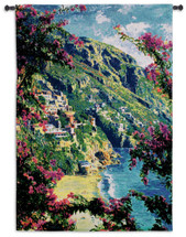 Positano | Woven Tapestry Wall Art Hanging | Cliffside Italian Villa on the Amalfi Coast | 100% Cotton USA Size 53x37 Wall Tapestry