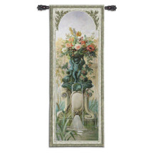 Scenic Panel II by Pierre-Victor Galland | Woven Tapestry Wall Art Hanging | Elaborate French Fountain with Blooming Floral Centerpiece | 100% Cotton USA Size 79x31 Wall Tapestry