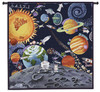 Solar System by Sapna | Woven Tapestry Wall Art Hanging | Wild Children’s Artwork with Planets, Aliens, and Spaceships | 100% Cotton USA Size 44x44 Wall Tapestry