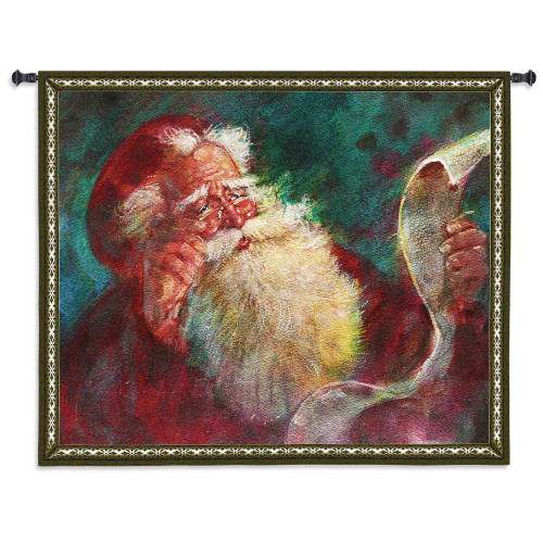 Santa’s List | Woven Tapestry Wall Art Hanging | Santa Claus Naughty or Nice Festive Christmas Decor | 100% Cotton USA Size 53x42 Wall Tapestry