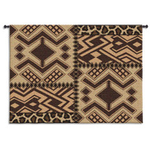 Kuba Patterns | Woven Tapestry Wall Art Hanging | Earthy Symmetric African Pattern | 100% Cotton USA Size 53x38 Wall Tapestry