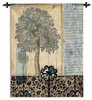 Blue Autumn by J Goldberger | Woven Tapestry Wall Art Hanging | Faded Fall Tree with Text on Parchment | 100% Cotton USA Size 53x42 Wall Tapestry