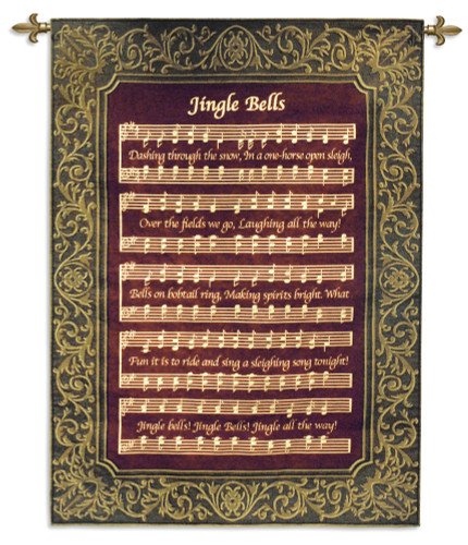 Jingle Bells | Woven Tapestry Wall Art Hanging | Classic Festive Christmas Carol Sheet Music | 100% Cotton USA Size 52x31 Wall Tapestry