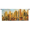 Metro Heights by Karen Dupre | Woven Tapestry Wall Art Hanging | Abstract Urban Cityscape at Sunset | 100% Cotton USA Size 63x21 Wall Tapestry