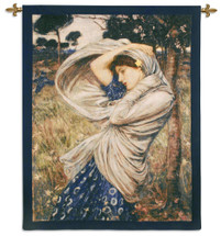 Boreas by John William Waterhouse | Woven Tapestry Wall Art Hanging | Classic Beautiful Woman in Blue Dress | 100% Cotton USA Size 53x40 Wall Tapestry