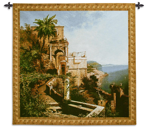 In the Garden Amalfi Coast by Unterberger | Woven Tapestry Wall Art Hanging | Lush Italian Seaside View | 100% Cotton USA Size 53x53 Wall Tapestry