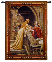 Godspeed by Edmund Blair Leighton | Woven Tapestry Wall Art Hanging | Medieval Lady with Arthurian Knight | 100% Cotton USA Size 76x53 Wall Tapestry