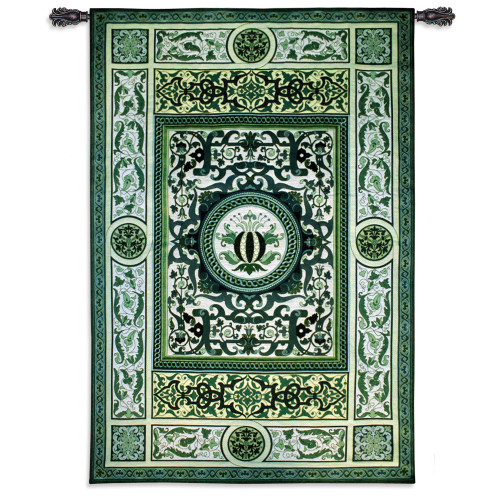 Atlantis | Woven Tapestry Wall Art Hanging | Ornate Intricate Design in Cool Green Tones | 100% Cotton USA Size 75x53 Wall Tapestry