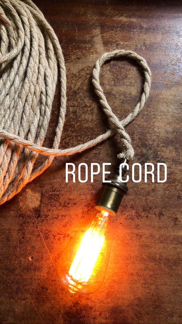 Jute covered rope electrical cord