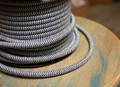 Black/White Zig Zag Round Cloth Covered 3-Wire Cord, Cotton