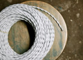 White Twisted Cloth Covered Wire (vintage style fabric braided cord), Cotton