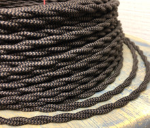 Black & Brown Zig Zag Patterned Color Cord - Twisted Cotton Cloth Covered Wire