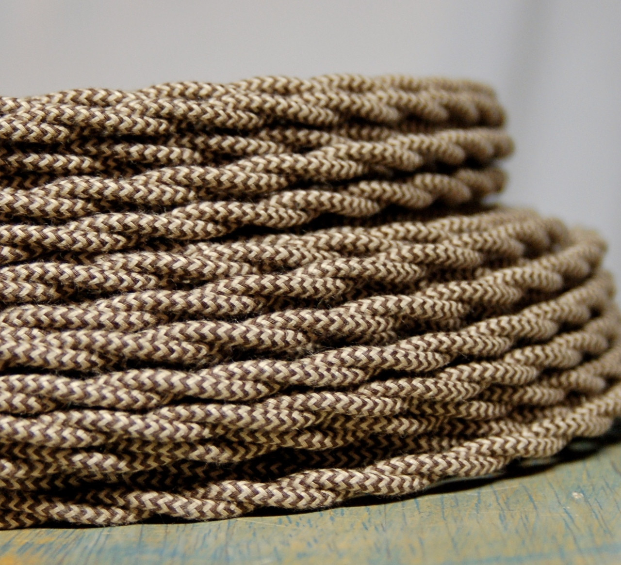 Lamp Cord Antique Fan Brown Cotton Cloth Covered Twisted Electrical Wire