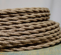 Brown & Tan Zig Zag Patterned Color Cord - Twisted Cotton Cloth Covered Wire
