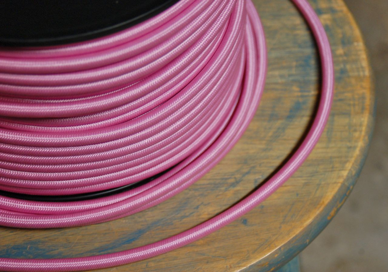 Braided Rayon Fabric Wire Pink Glitter Cloth Covered Electrical Wire 