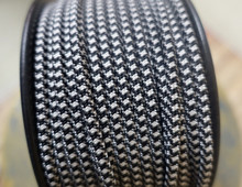 Black & White Houndstooth Parallel (Flat) Cloth Covered Wire, Nylon