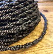 Black & Gray Pattern Twisted Cloth Covered Wire, Cotton