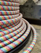 Rainbow Round Cloth Covered 3-Wire Cord, Nylon - PER FOOT