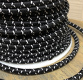 Black w/ White Cross-Stitch Tracer Round Cloth Covered 3-Wire Cord, Cotton - PER FOOT