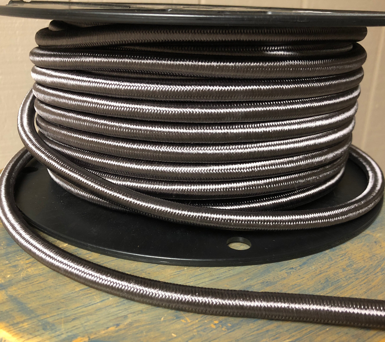 Pewter Color 14 Gauge Cloth Covered 3-Wire Cord Electrical Power Cable Per Ft 