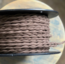 Brown Twisted Cloth Covered Wire (16 Gauge), Cotton - PER FOOT